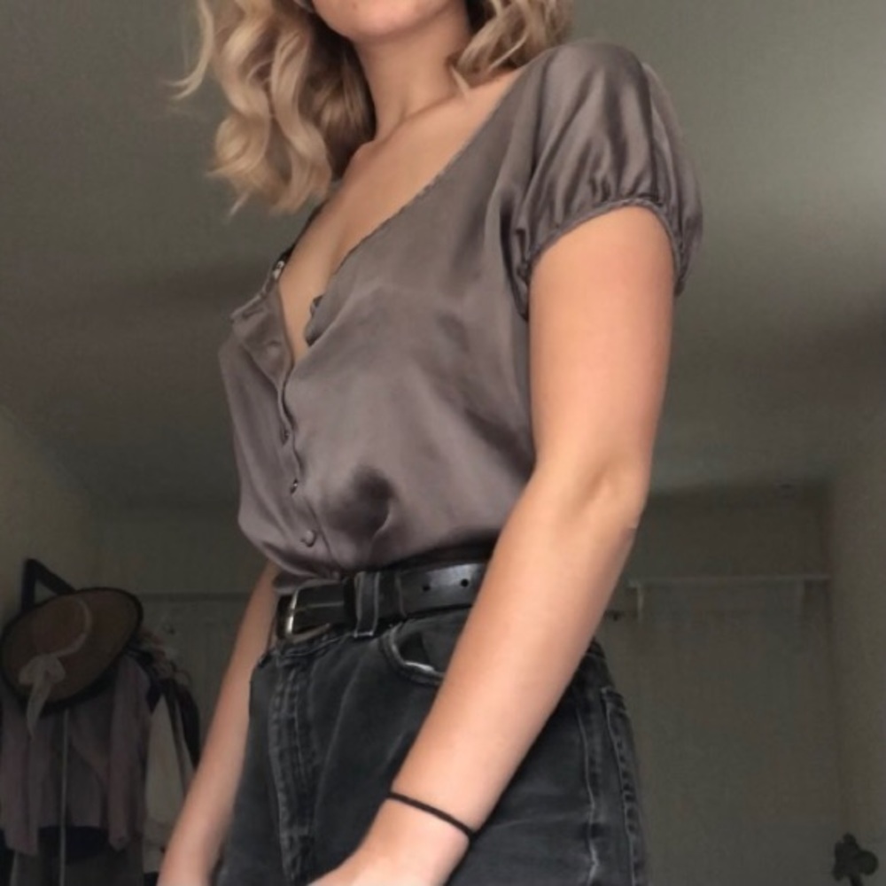Silky Button Down Blouse